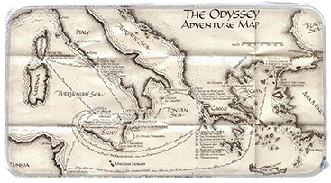 Map of the Odyssey adventure by Odysseus